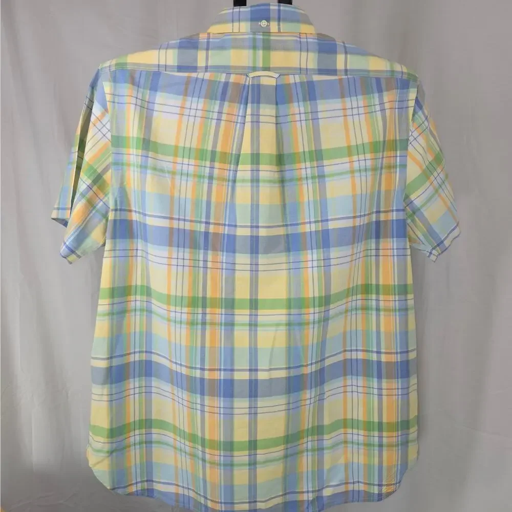 Polo Ralph Lauren Green Beach Twill Plaid Shirt Mens M Short Sleeve Button Down - Picture 6 of 10
